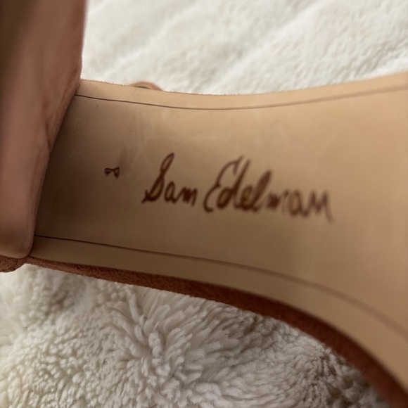 Sam Edelman Suede Leather Studded Open Toe Chunky Heels Size 8 - Picture 13 of 16